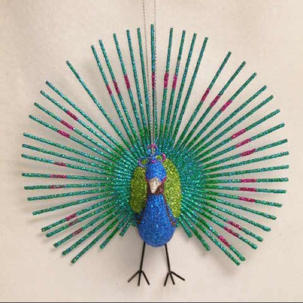 5.25” peacock Christmas ornament